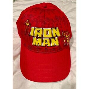 Disney Parks Marvel Iron Man Red Adult Baseball Hat Cap with Two Pins New no tag